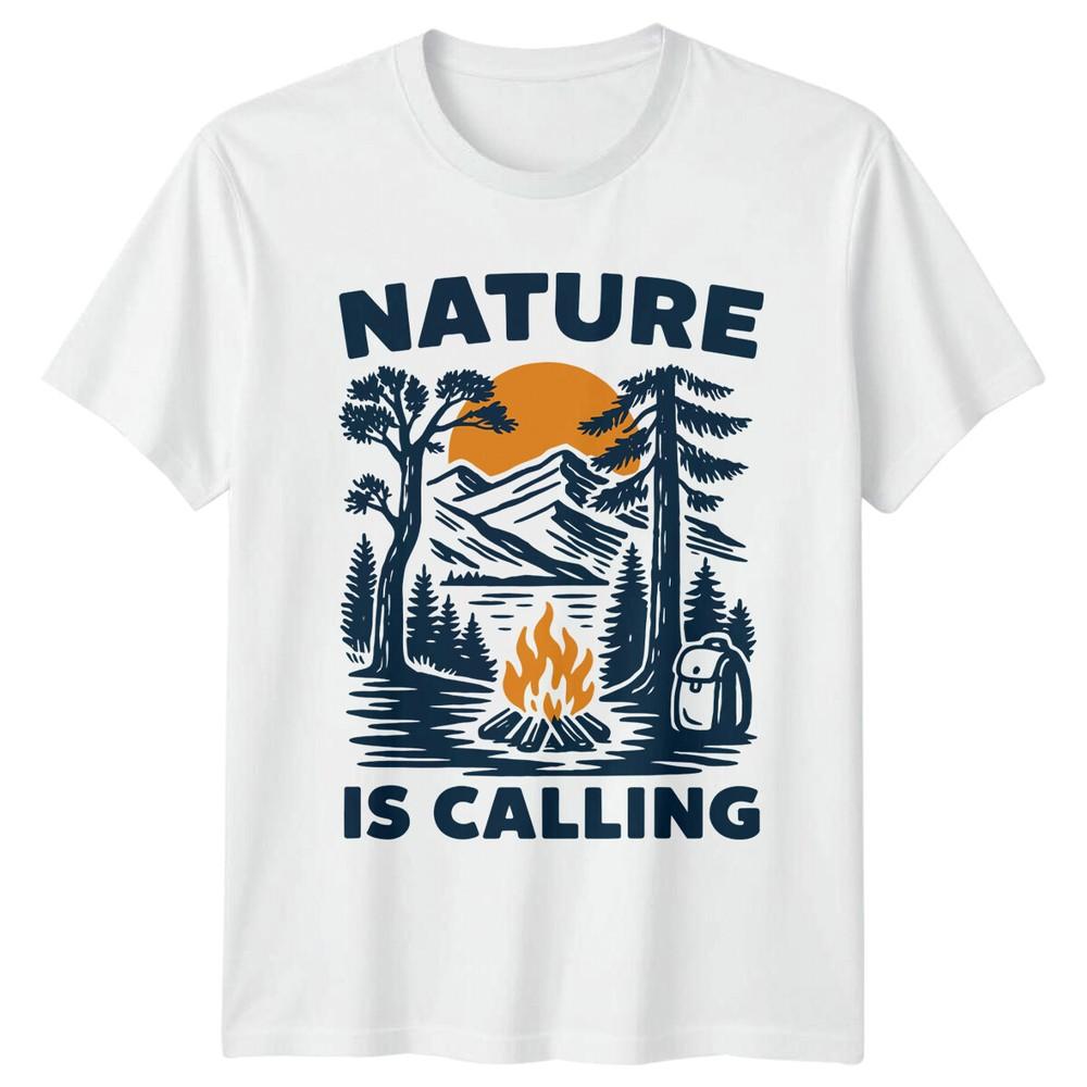Nature Is Calling Hiking Outdoors Unisexs TShirt Unisexs Tee Graphic Unisex Top