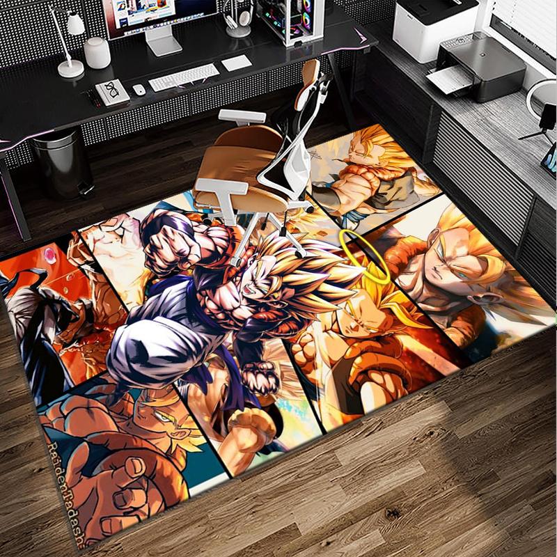 Goku Anime Office Rug Chair Mat, Game Carpet, Suitable for Front Door, Bedroom, Living Room, Desk, Holiday Gift