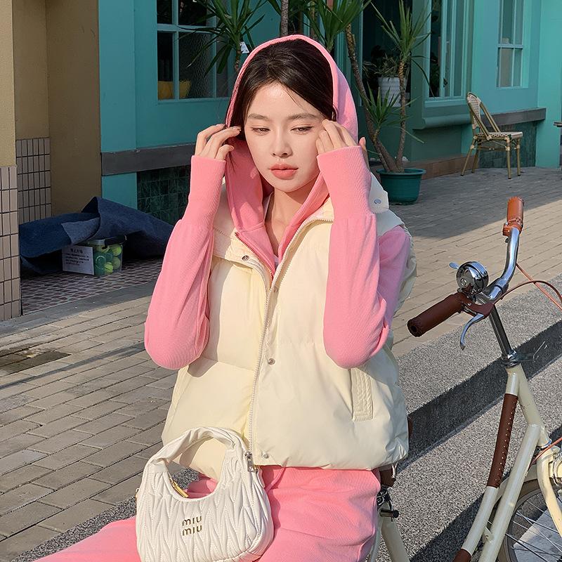 Свободный повседневный жилет из утолщенного хлопка с воротником-стойкой для больших размеров на весну и осень