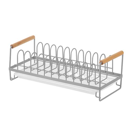 Полка для слива посуды с деревянной ручкой и силиконовой противоскользящей накладкой, вертикальный водонепроницаемый органайзер для посуды на столешнице