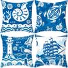 Sea Life Throw Pillow Office Sofa   Spring Home Decor Case Square Blue  Cushion Cover