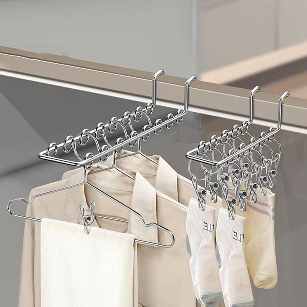 Windproof Socks Drying Rack Stainless Steel Socks Clips Durable Laundry Hanger  Balcony