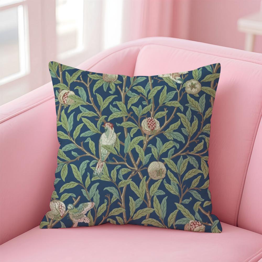 Art WWilliam Morris Cushion Cover Pillow Case Soft Skin Friendly Fabric Comfort Concealed Zipper