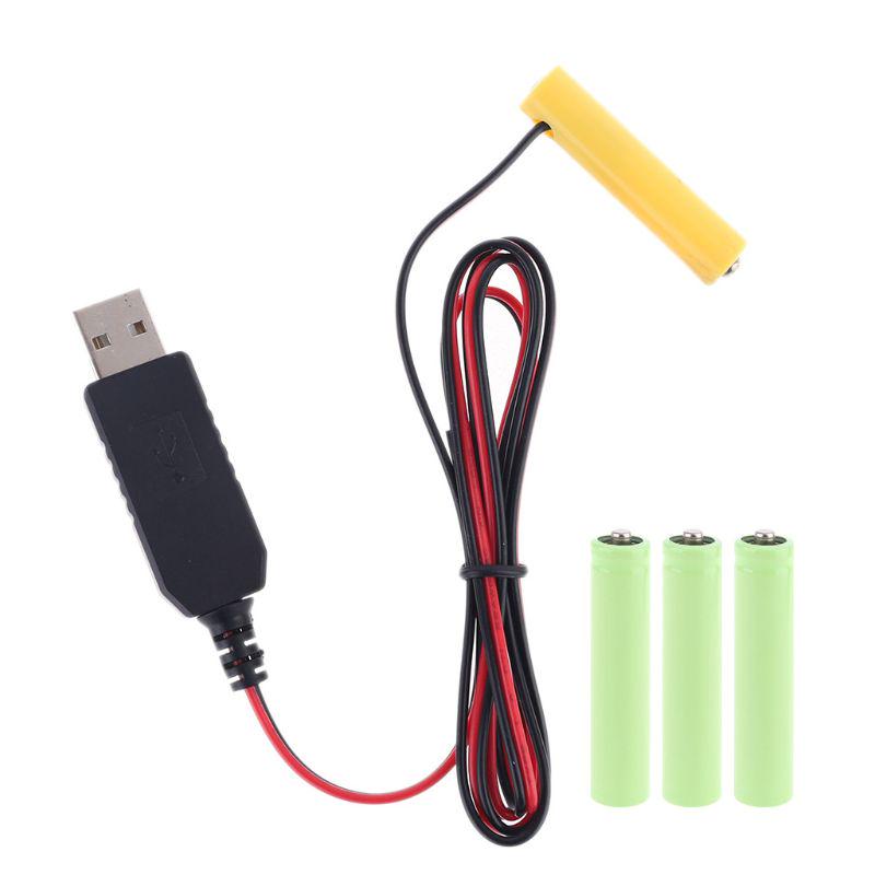 LR03 AAA Battery Eliminator USB Power Supply Cable Replace 1.5V AAA Battery For Electric Toy Flashlight Clock LED and more