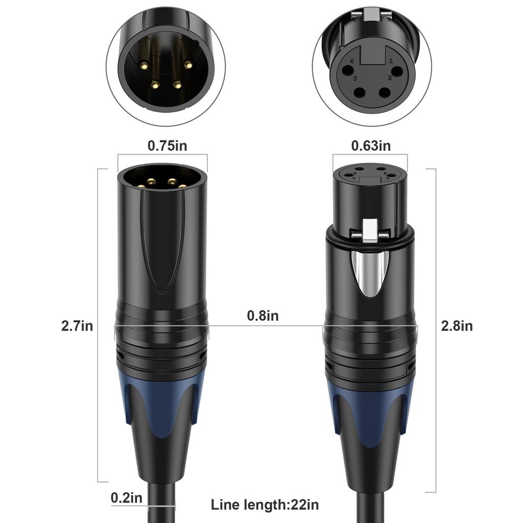 4-контактный кабель XLR4 (папа-мама) для адаптера питания от батареи для светодиодных фонарей VL150 VL200 VL300, камеры DSLR
