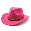 Artificial Suede Cowboy Hats Solid Color Jazz Knight Hats Vintage Grassland Country Hat  Spring