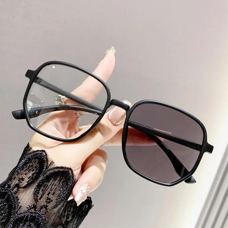 Крупногабаритные фотохромные готовые очки для близорукости, модные солнцезащитные очки для улицы, очки с изменяющими цвет линзами и защитой от синего света