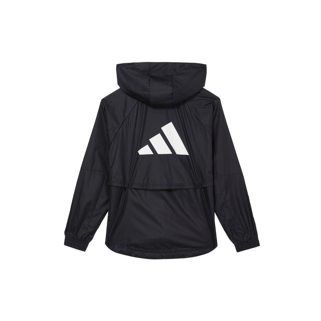 Adidas Wind.Rdy Hyperglam Полосатая куртка с капюшоном и длинными рукавами с логотипом Женская верхняя одежда Черный IS8036
