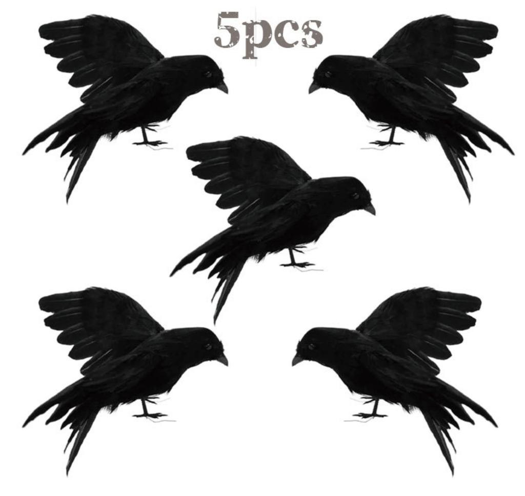 Black Crow Halloween Decoration Realistic Flying Crow Prop For Halloween Yard Garden