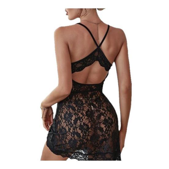 Женская сексуальная прозрачная кружевная ночная сорочка с V-образным вырезом, комбинация, ночная сорочка-бэбидолл для сна, экзотическая будуарная ночная одежда