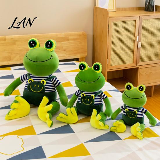 Frog Plush Toy Prince Princess Toy, Cute Stuffed Animal with Striped Shirt/Skirt, Doll Soft Pillow for Bedroom, Birthday Gift Kids Lovers Sparkly Eye
