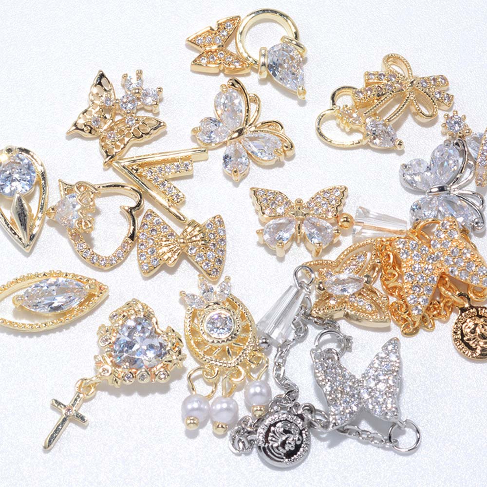 Crystal Charms Nail Art Jewelry Pendant Chain Butterfly Nail Rhinestones Nail Art Decorations