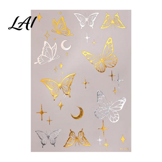 Girls Tattoo Sticker Golden Silver-color Metallic for Women Girls Temporary Tattoos Face Body Arm Decoration Waterproof Fake Decal Wedding