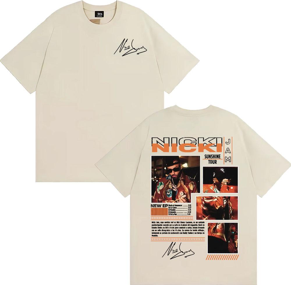 Rapper Nicky Jam Album Sunshine Tour Graphic Tee Shirt Mens Clothing Cotton Short Sleeve Tshirt Fashion Hip Hop Retro T Shirts