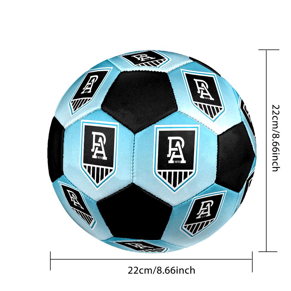 Port Adelaide Soccer Ball Size 5 Colorful Machine Stitched PVC Competition Ready Durable High-Bounce