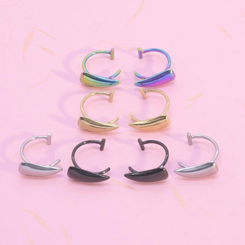 1 Pair Punk Non Piercing Fake Body Piercing Halloween Jewelry Accessories Stainless Steel Gothic Sharp Teeth Lip Clip For Women
