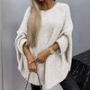 Женский вязаный свитер с рукавами летучая мышь, круглый вырез, длинный рукав, свободный пуловер, однотонный, повседневный, весна, осень, джемпер