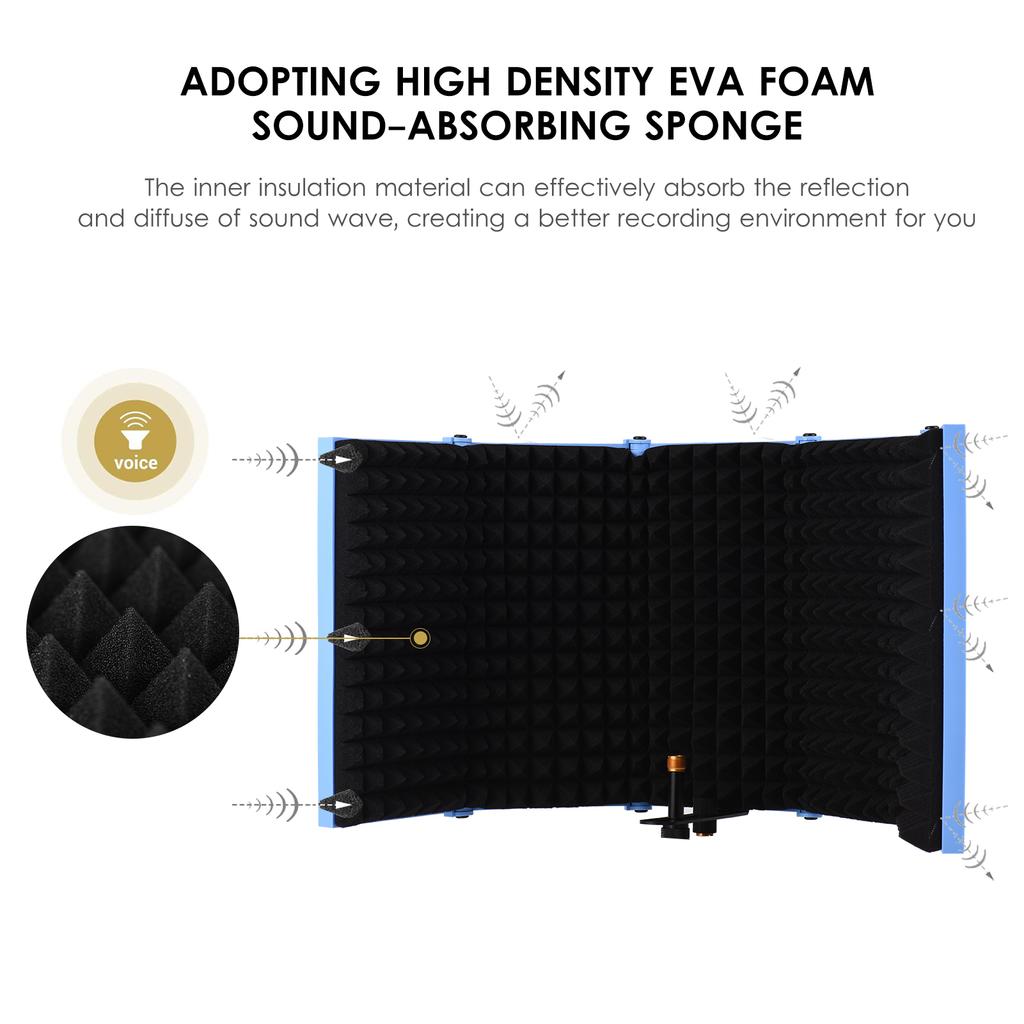 5-дверный профессиональный студийный микрофон для записи, изолирующий экран, складной поп-фильтр, микрофон, ветер