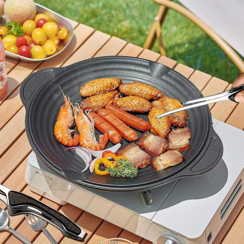 Ziyue Stainless Steel Yakiniku Tongs, Freestanding, Camping, BBQ, Non-Slip, Serving Chopsticks, Pasta, Yakiniku Tongs (Set of 3 - Black Handle)