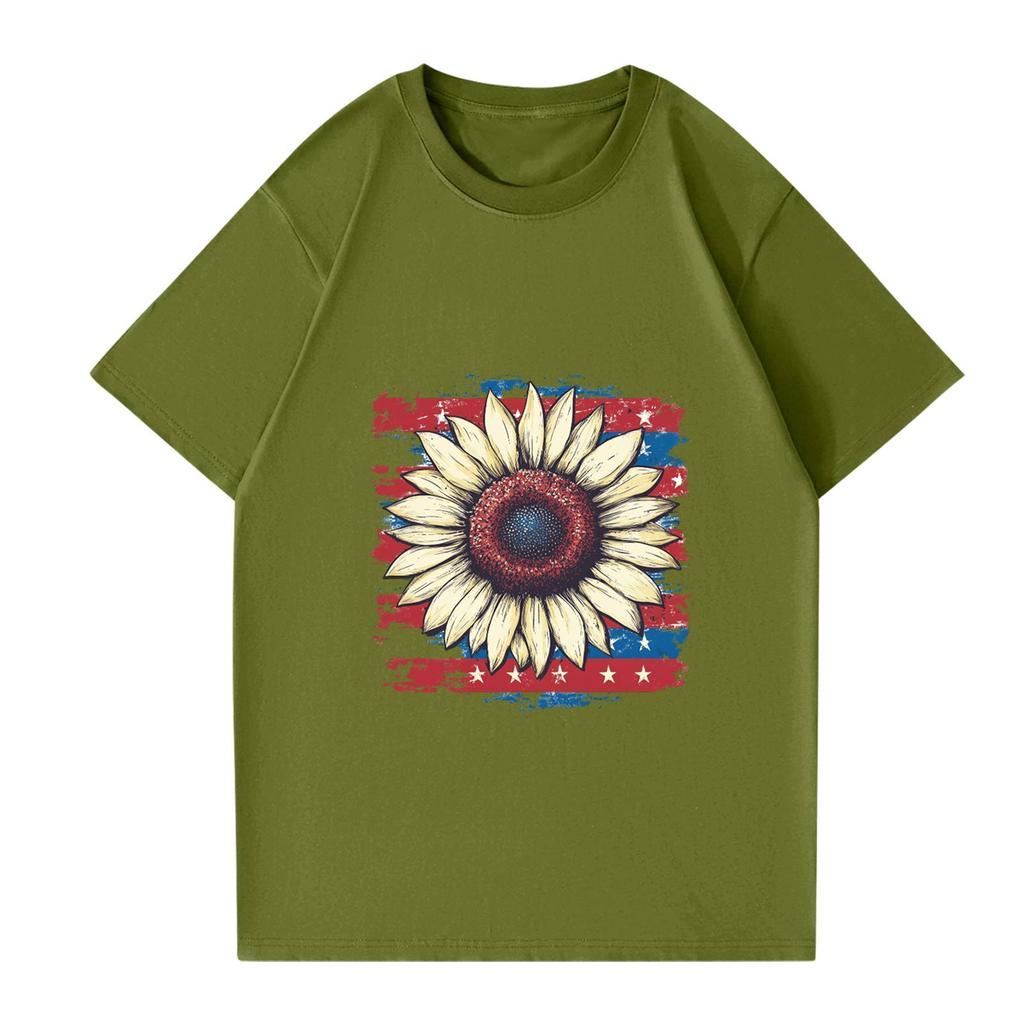 Women's Round Neck Printed Short-sleeved T-shirt Top