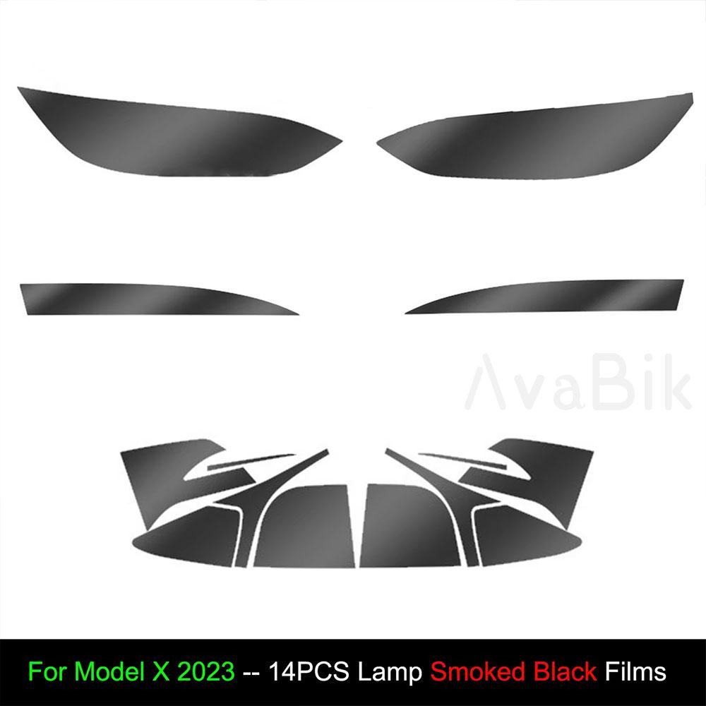 TPU Blackened Headlight Taillight Foglight Protective Film for Tesla Model X For Model S 2024 Black Color Changing Films