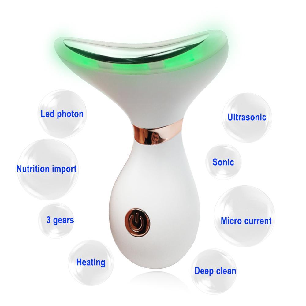 Массажер для лица и шеи против морщин 3 цвета светодиодная фотонная терапия против двойного подбородка