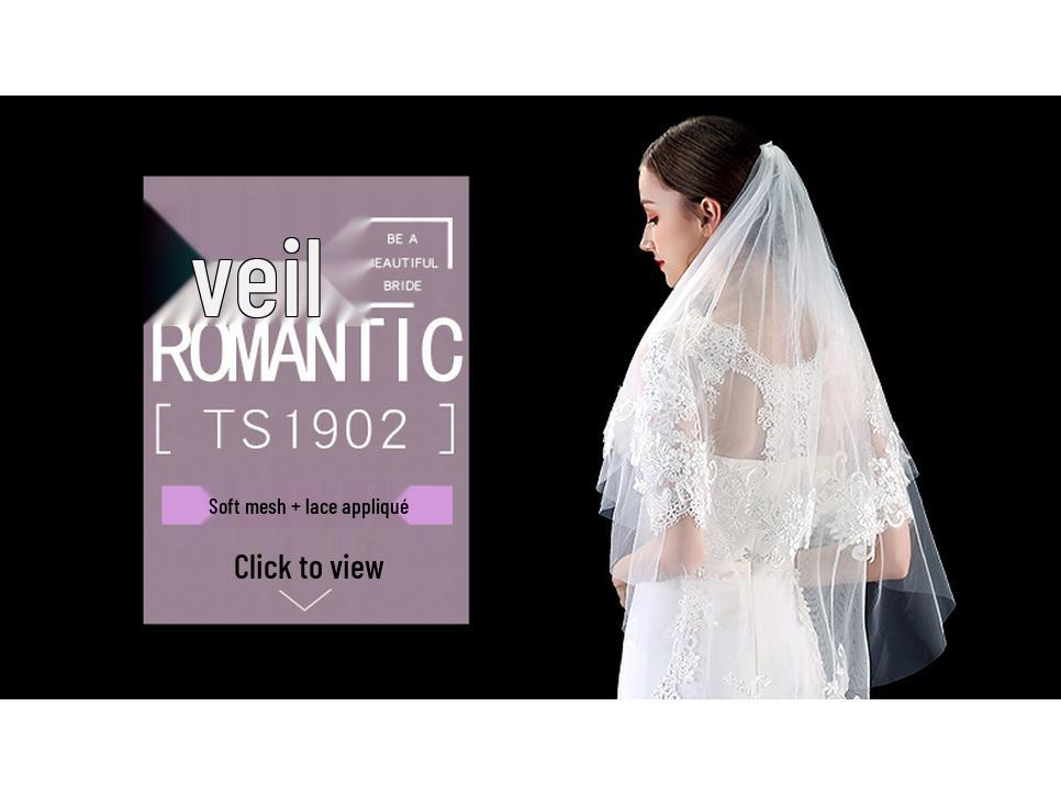 Европейская и американская короткая свадебная фата с кружевом, стразами и гребнем