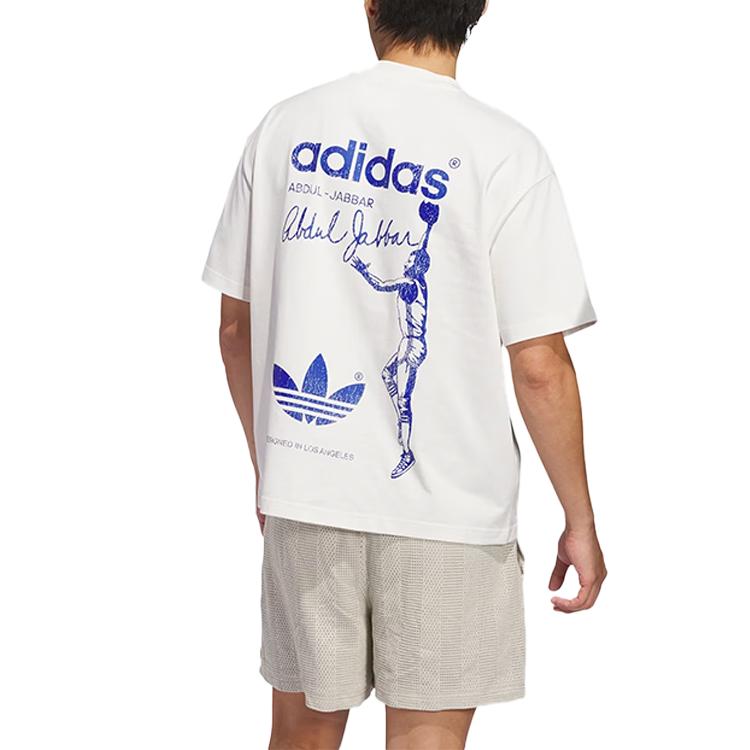 adidas Оригинальная футболка Kareem Skyhook Classic Retro Свободная Удобная с Коротким Рукавом Унисекс Топы Облачно-Белая JD5192