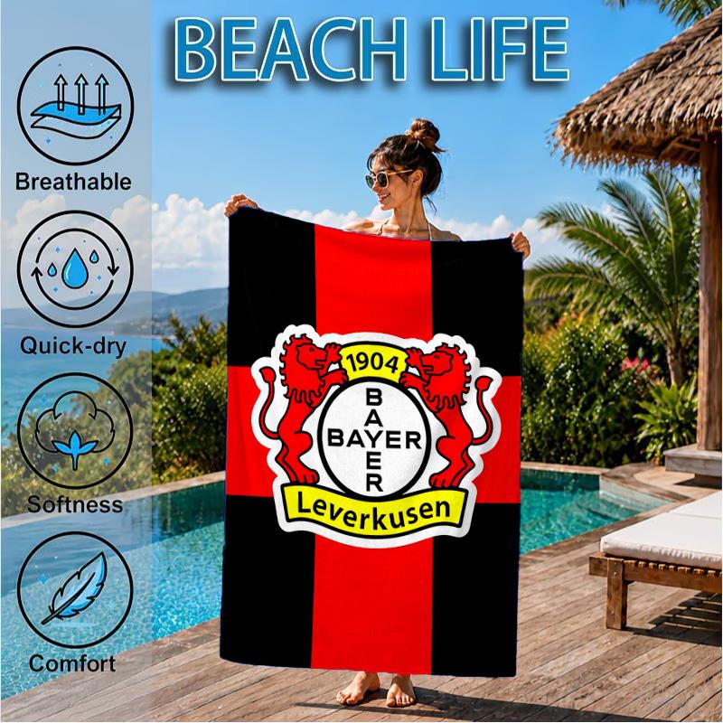 Bayer Football Club Printed Microfiber Beach Towel, Soft And Absorbent, Quick-Dry, Ideal for Summer Travel, Beach Essential, Swimming Pool