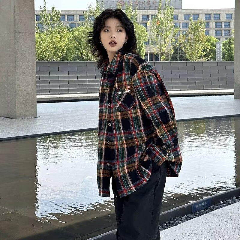 Рубашка с длинным рукавом с буквенным принтом 2024 года в японском стиле в стиле Гонконга, свободная рубашка для мальчиков, летнее модное универсальное повседневное пальто