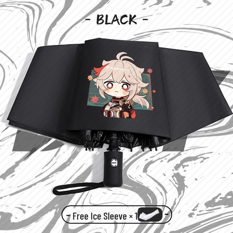 Зонт Genshin Impact Automatic складной с защитой от ультрафиолета для учеников начальной школы - устойчив к ветру, подходит для использования в солнечную и дождливую погоду