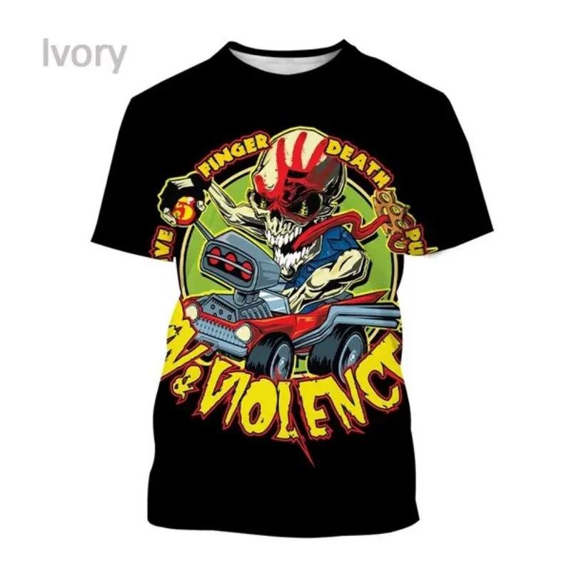 Новая футболка в стиле поп-метал с 3D принтом Five Fingers Death Punch, модная мужская одежда в стиле хип-хоп, Harajuku, унисекс, футболка большого размера, топы
