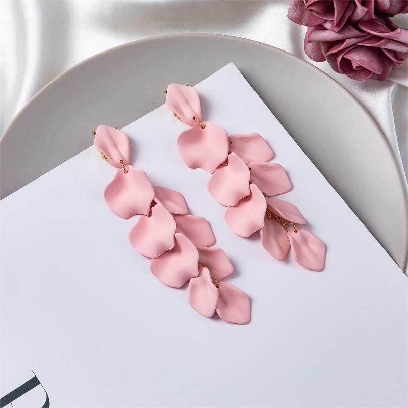 Pinkdudu Модные серьги-капли с лепестками красной розы, свежие длинные серьги-подвески из смолы с желтым цветком для женщин, ювелирные изделия PD315