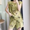 Vacation-style sleeveless printed pajamas for women, summer thin cotton silk shorts set, suitable for outdoor wear, loungewear, and pajamas