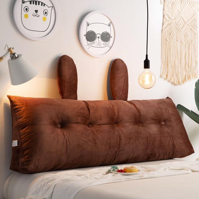 Large Soft Velvet Backrest Pillow Solid Bedside Cushion Removable Plush Seat Cushion Back Support for Couple