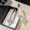 Pointed Single Shoes, New Shallow-mouth Rhinestone Bows, Gentle Matching Skirts, Flat-soled Ladyshoes