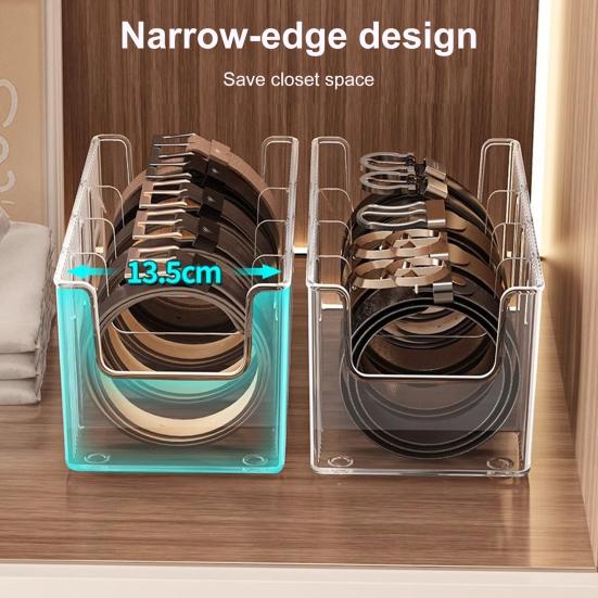 1/2Pcs Belt Storage Boxes Large Capacity 4 Grids Transparent Design Tie Belt