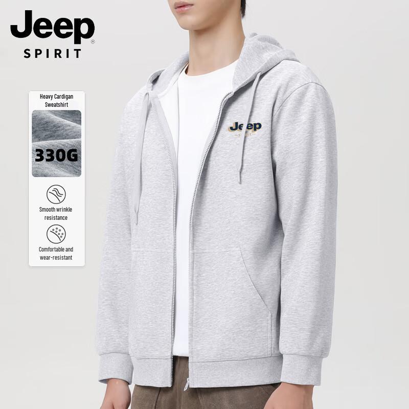 JEEP SPIRIT Men's Heavyweight 330G Casual Loose Fit Zip-Up Hoodie