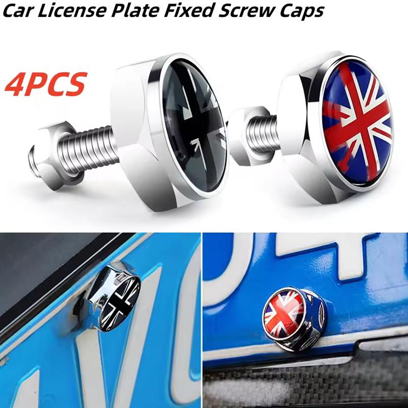 4 шт. Рамка номерного знака автомобиля, фиксированные болты, гайки, заглушки, британский флаг, эмблема, аксессуары