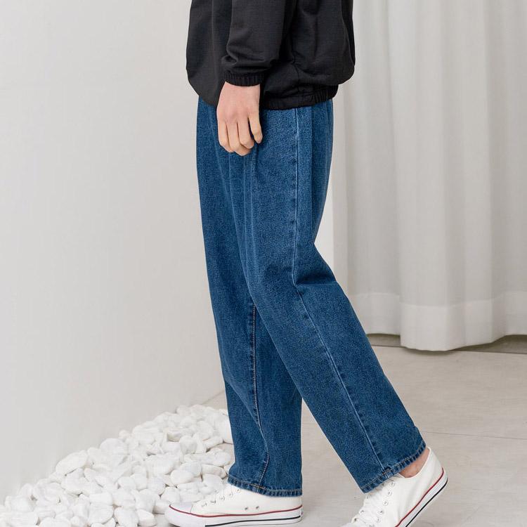 Джинсы для мужчин Широкие мешковатые джинсовые брюки с эластичной резинкой на талии Корейская мода