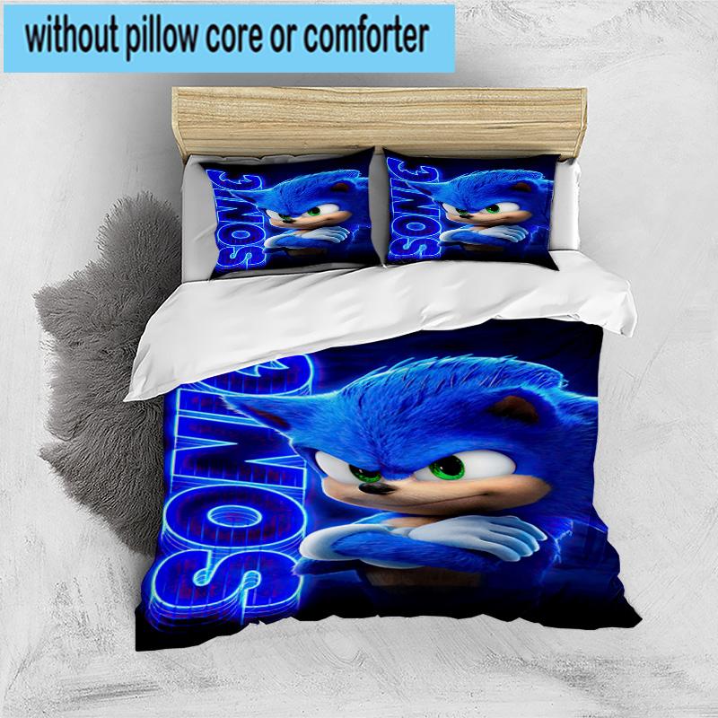 3PCS hedgehog Speed Adventure 3pcs Bedding,Including 3PCS Duvet Cover And 2pcs Pillowcases Perfect for Christmas,Ideal for Bedroom, Dormitory