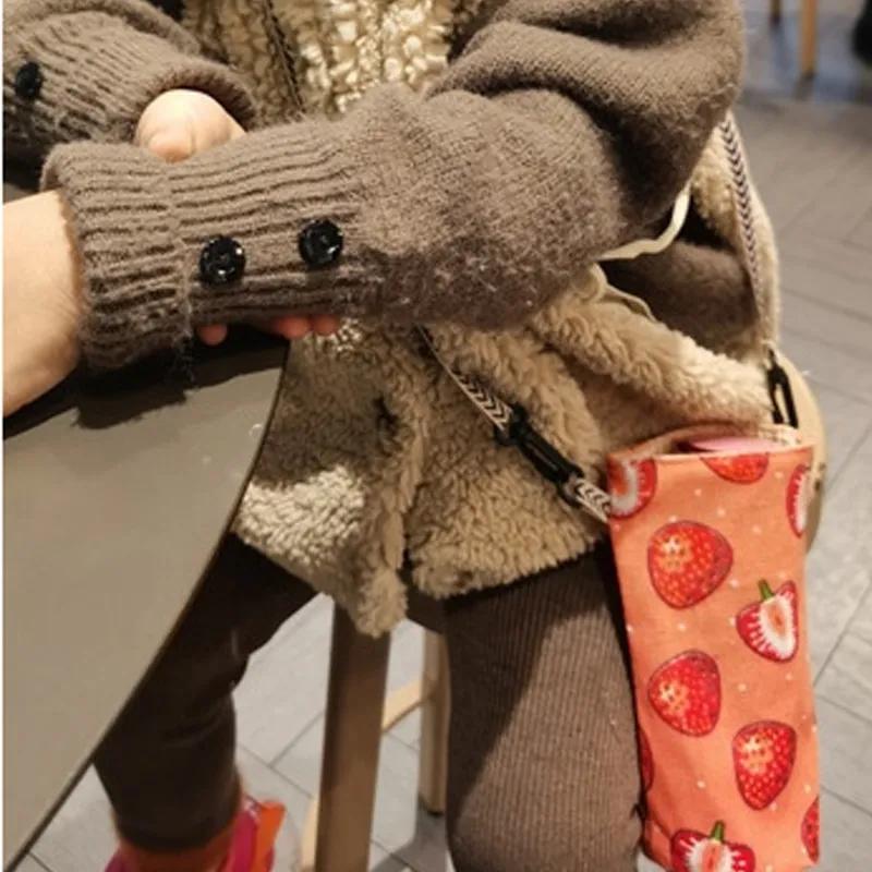 Сумка для хранения стаканов, хлопчатобумажная льняная парусиновая сумка для стаканов для воды на открытом воздухе, простая ручная подвесная веревка, диагональный пролет, чехол для стакана, изолированный чехол для стакана для молока и чая YLE59