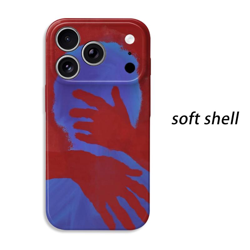 Expressive Hands Silhouette Red Blue Graphic Art Print Film Aesthetic Protective Shockproof Bumper Phone Case Cover For iPhone 14 15 16 Pro Max Plus