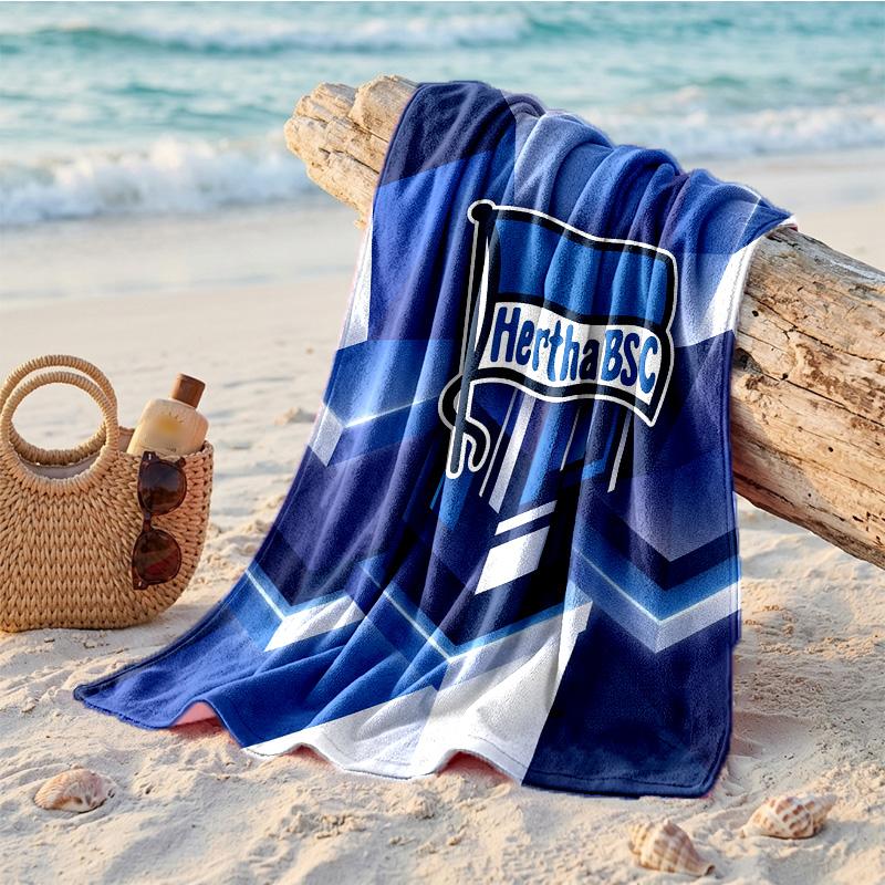 Hertha BSC FC Печатное Микрофибровое Пляжное Полотенце Быстросохнущее Впитывающее Большое Полотенце Для Пляжа Плавания Путешествий