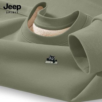 JEEP SPIRIT Мужской 2025 Плюшевый свитшот из овечьей шерсти с круглым вырезом