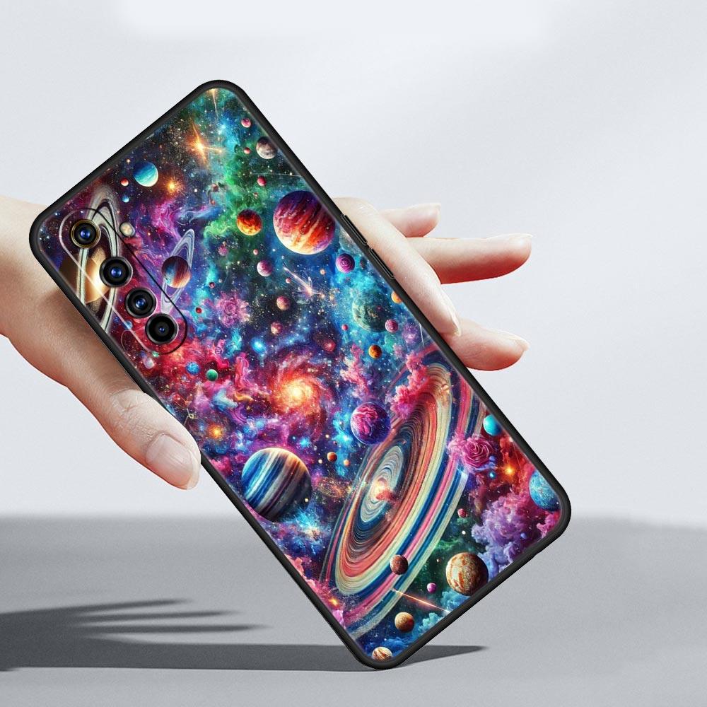 Universe Starry Sky Moon Case For Realme C67 C63 C55 C53 C35 C25 C21 GT 2 3 5 6 10 11 12 13 Pro Plus 5G Soft TPU Phone Cover Bag