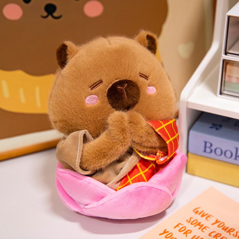 Плюшевая подушка Капибара для медитации Лотос - Милая буддийская игрушка в подарок для офисных работников