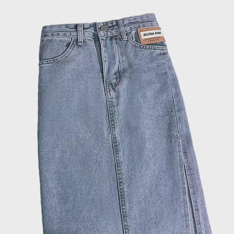 Юбка-трапеция из денима с высокой талией и средней длиной для женщин – Осень/Зима 2023