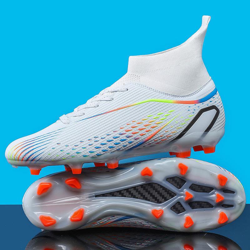 New High Top Soccer Boots Long Crushed Spikes Amazon Men's and Women's Soccer Boots Grass Student Training Shoes