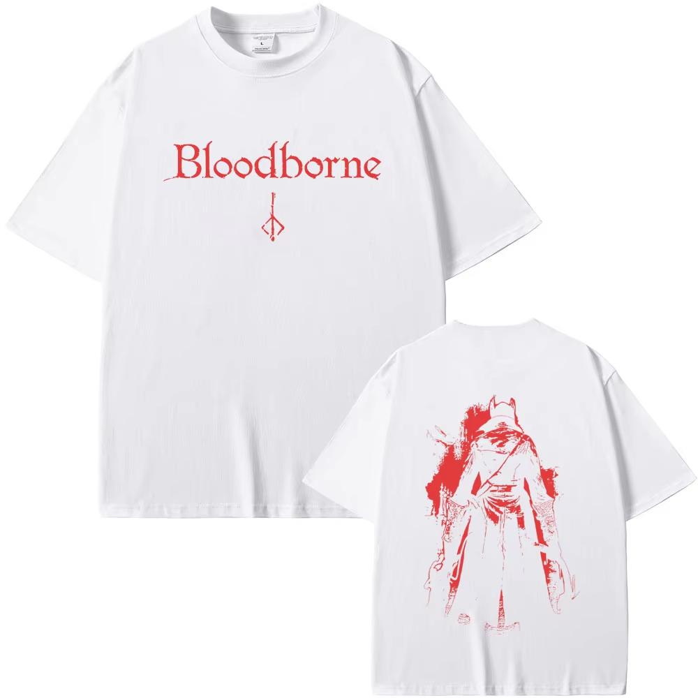 Игра Bloodborne Хоррор Охотник Мерч Футболки Мужские Женские Готический Рок Оверсайз Футболки Мужская Винтажная Футболка 90-х